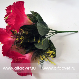 искусственные цветы гибискус (китайская роза) цвета малиновый 11