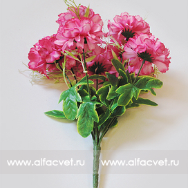 искусственные цветы букет хризантем цвета темно-розовый 10