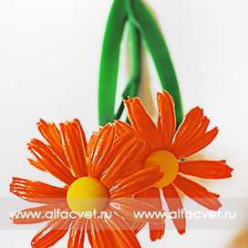искусственные цветы ветки ромашек (пластмассовая) цвета оранжевый 2