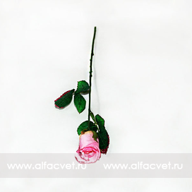 искусственные цветы роза с блестками цвета розовый 5