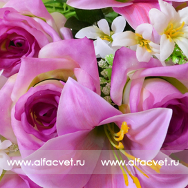 искусственные цветы роза-лилия цвета фиолетовый 7