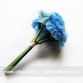 искусственные цветы букет гвоздик цвета синий, голубой, белый 48