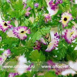 искусственные цветы куст ромашек цвета фиолетовый с белым 15