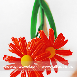 искусственные цветы ветки ромашек (пластмассовая) цвета красный 4